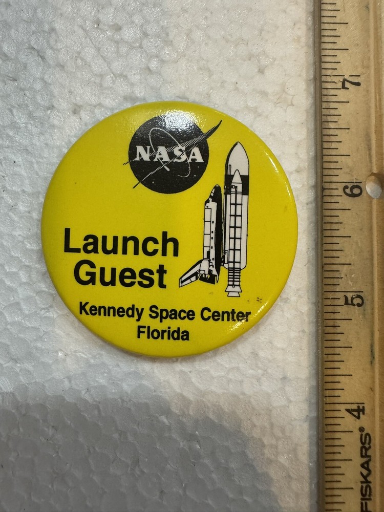 NASA Space shuttle LAUNCH GUEST BUTTON - Yellow