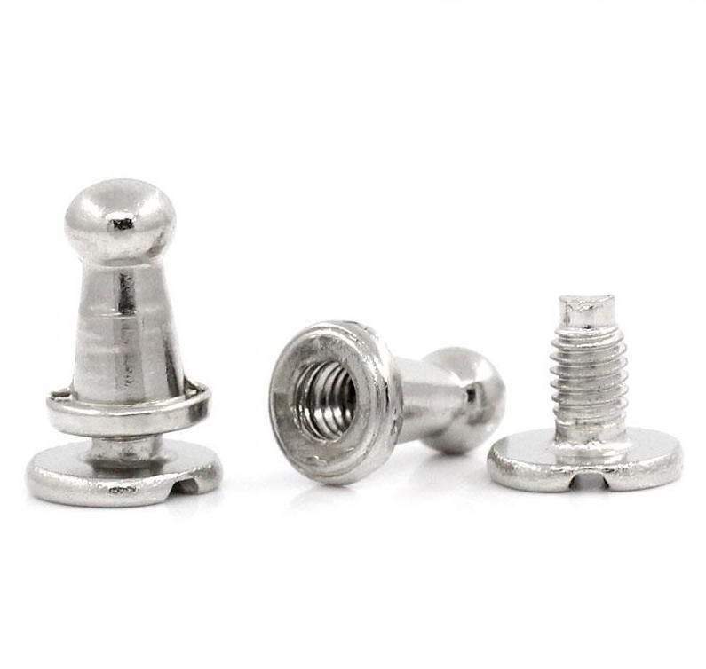 50 Silver Rivet Stud Spikes - 9mm x 6mm - Metal - Screw Back
