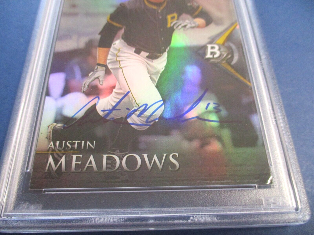 Austin Meadows Autographed Signed 2014 Bowman Platinum Card #39 PSA Slab Auth.