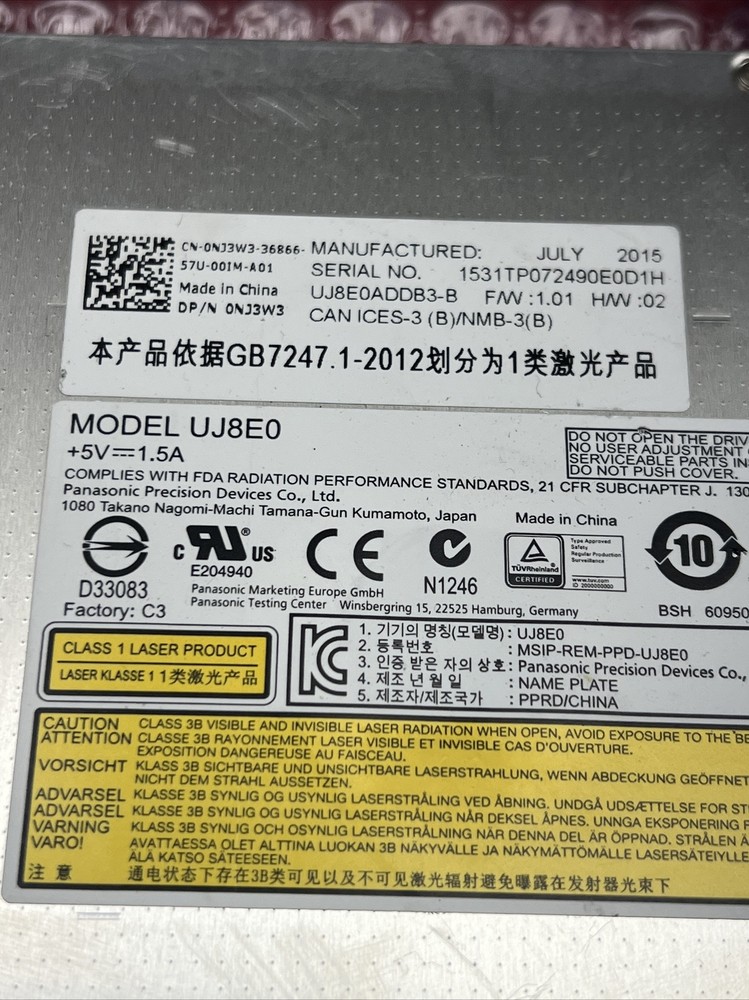 Laptop DVD-RW Rewritable Optical Drive UJ8E0
