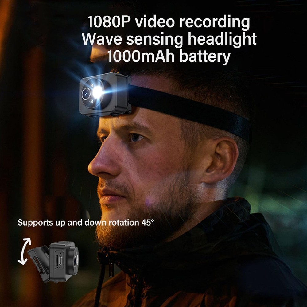 Bewinner Head Mounted Camera,1080P 45° Adjustment Camera No Card, #111