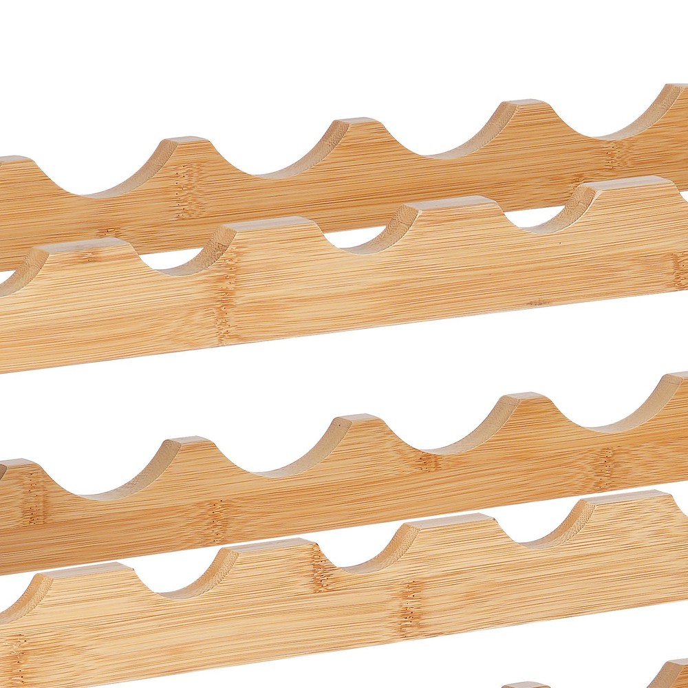 48-Bottle Stackable Bamboo Wine Rack, 6-Tier Modular Display Shelf