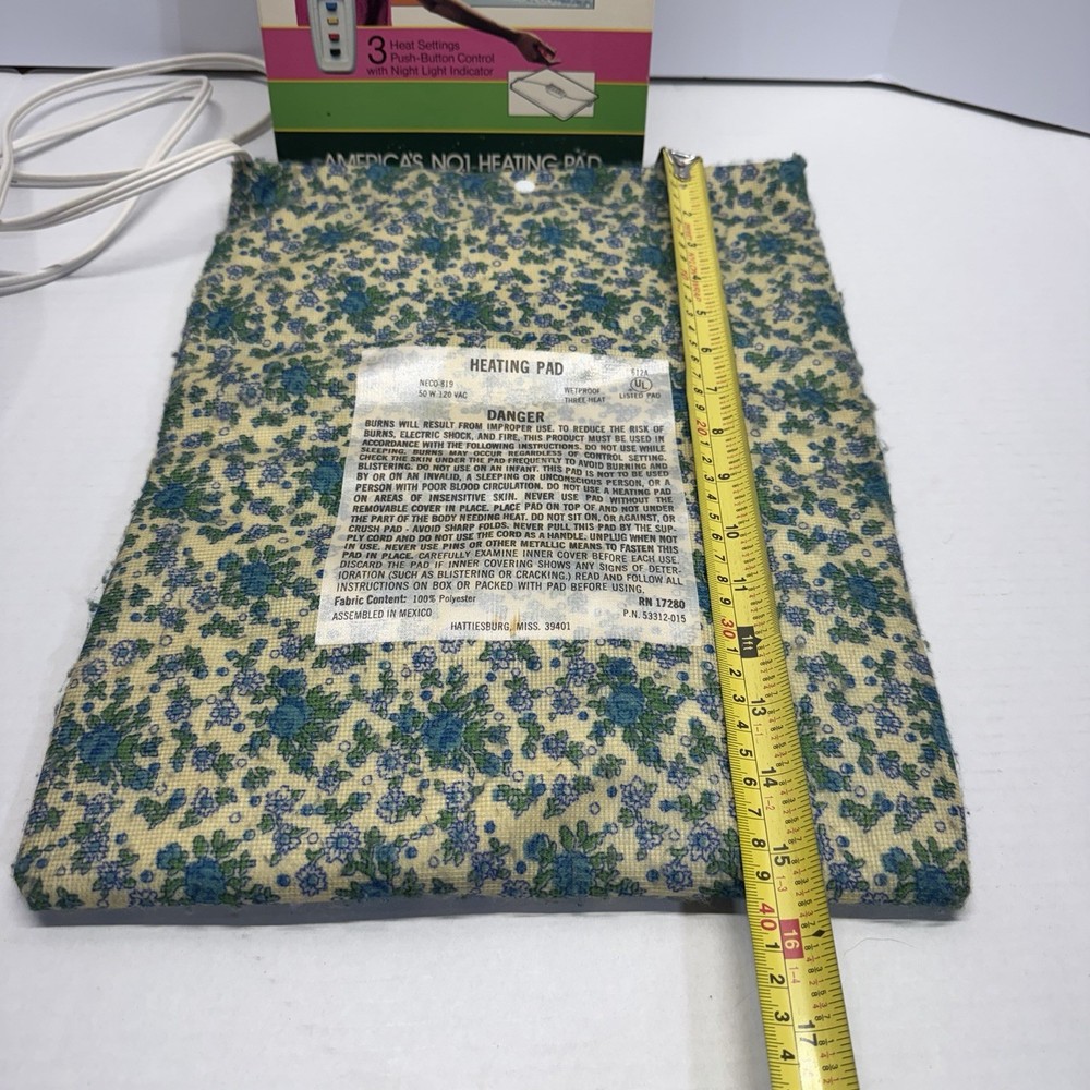 Vintage Northern Automatic Heating Pad Floral Pattern With Box