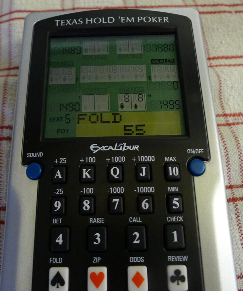 Excalibur Deluxe Texas Holdem 397D Electronic Handheld Game +Manual & Box TESTED