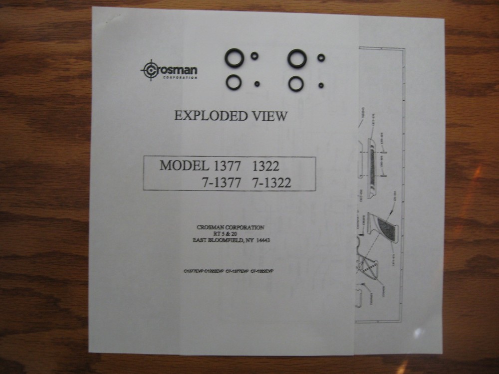 Crosman 1322 1377 - TWO Seal Kits - Valve & Breech Bolt Seals - Exploded View