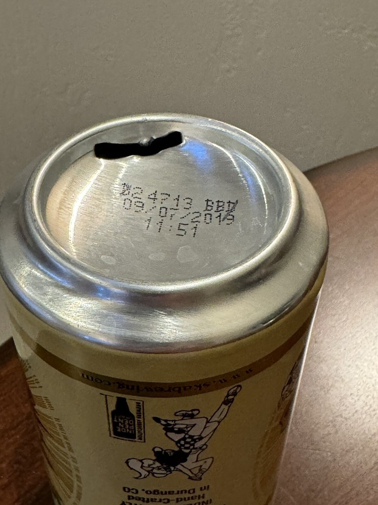 SKA Durango, CO - Brewstomper Golden Ale - Empty Beer Can Bottom Opened
