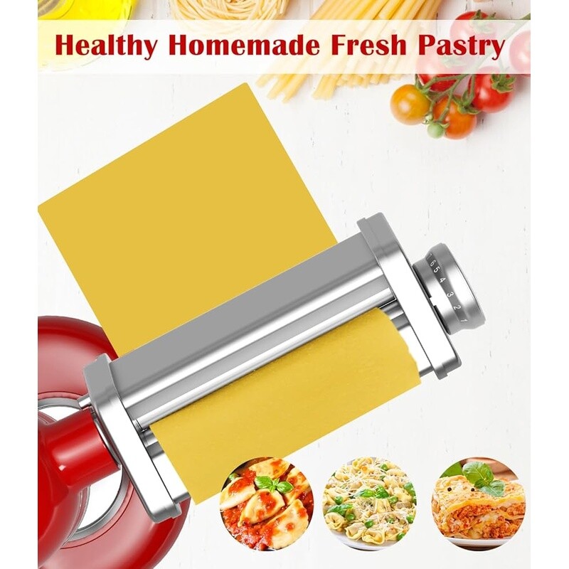 Pasta Roller Attachment KitchenAid Mixer Stainless Steel Pasta Maker 8 Settings