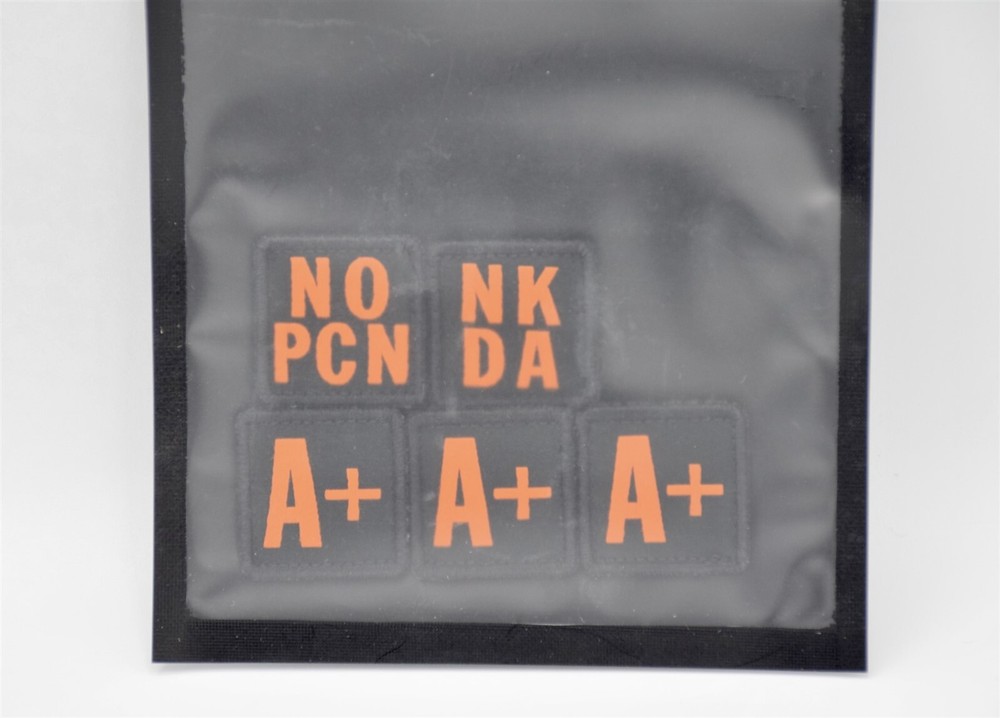 5.11 TACTICAL A POSITIVE A+BLOOD TYPE KIT LOGO PATCH HOOK/LOOP BACKING (5 PACK)