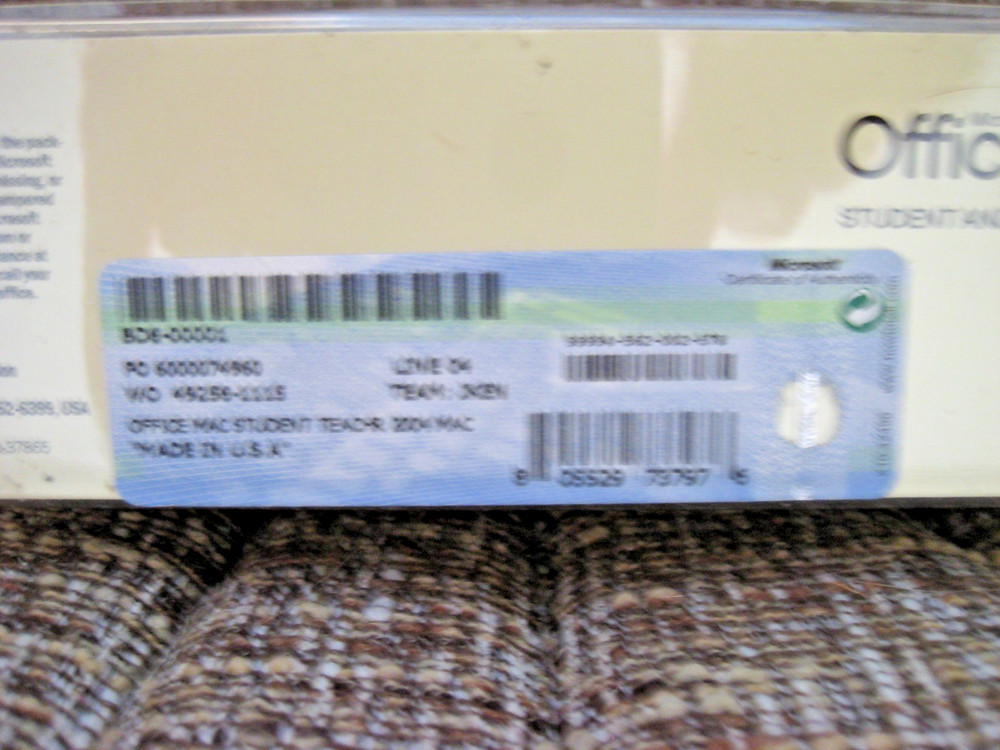 Microsoft Office:Mac 2004 Student &Teacher Ed Software 3 Install Keys NEW SEALED