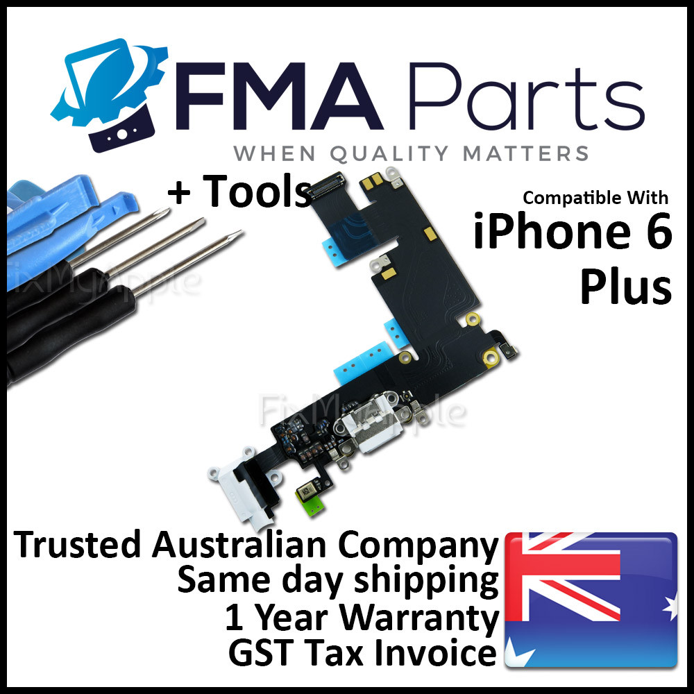 iPhone 6 PLUS OEM Dock Connector Port Microphone White Flex Cable Replacement
