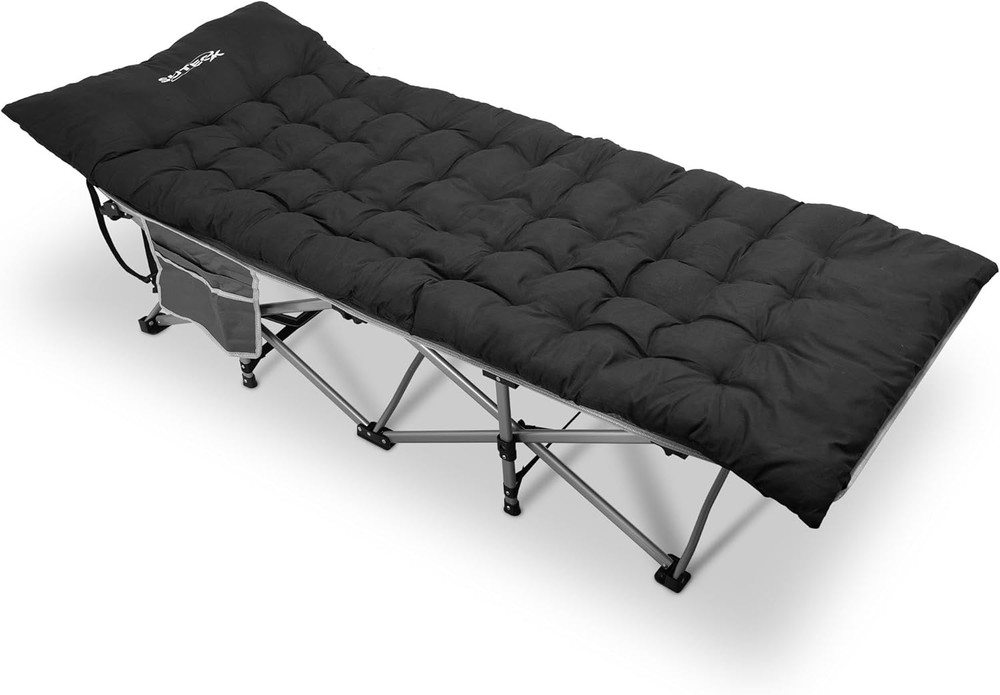 Camping Cot, Folding Camping Cot Bed for Adults Sleeping 1200D Double Layer Oxfo