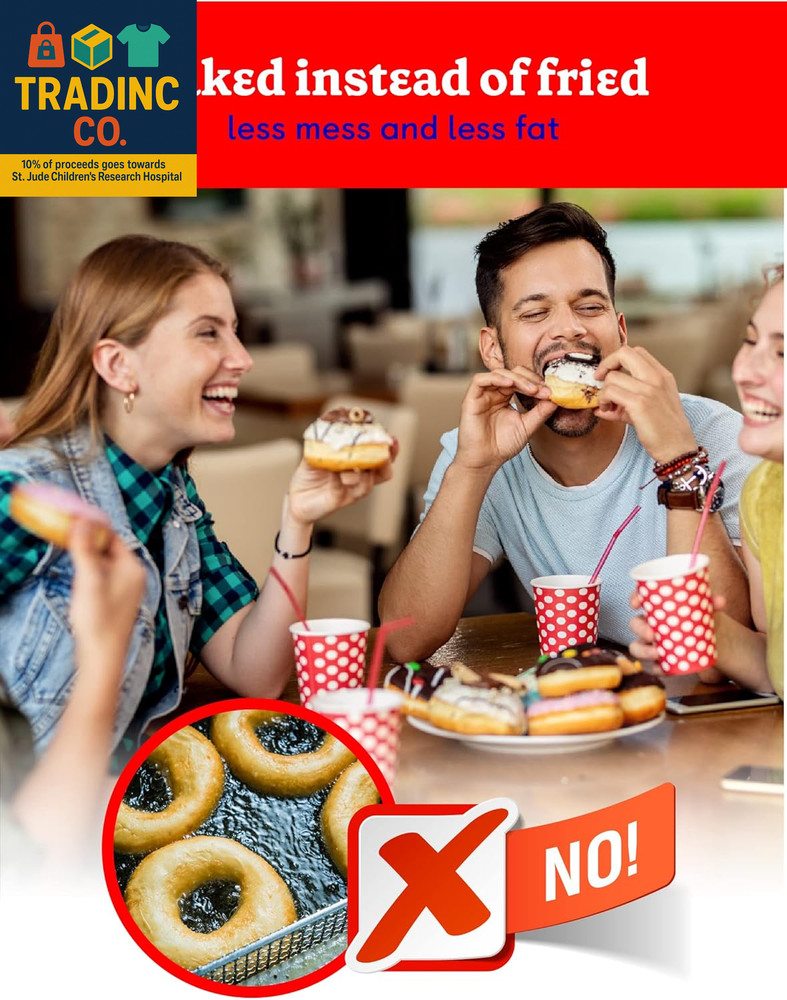 Donut Maker, Mini Donut Maker with Nonstick Surface, Mini Donut Maker Machine wi