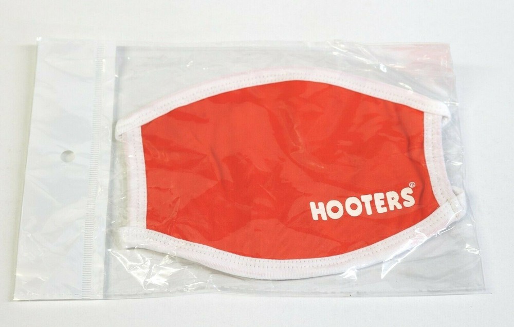 HOOTERS AUTHENTIC FACE MASK - ORANGE AND WHITE - NEW