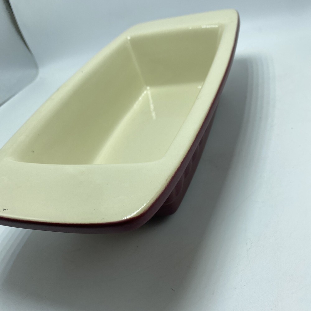 KitchenAid 1 Quart Loaf Pan Bread Casserole Dish Ceramic Stoneware Maroon Handle