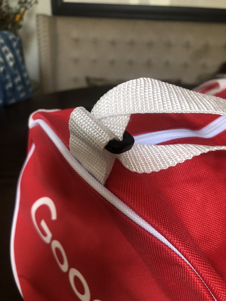 Google Branded Red/White Nylon Duffel Roll Bag - 14” X 9”