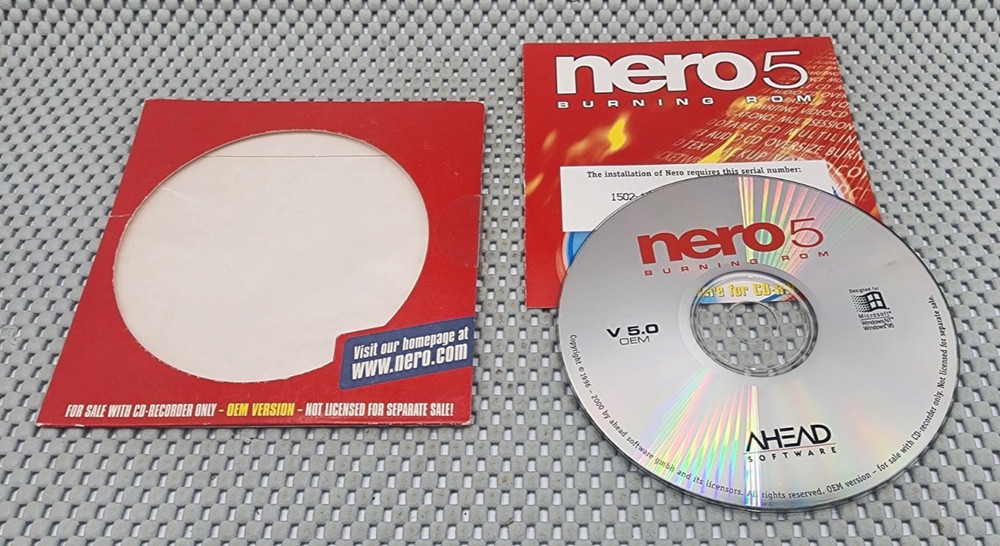 Nero 5 Burning ROM Version 5.0 CD Burning Software Disc