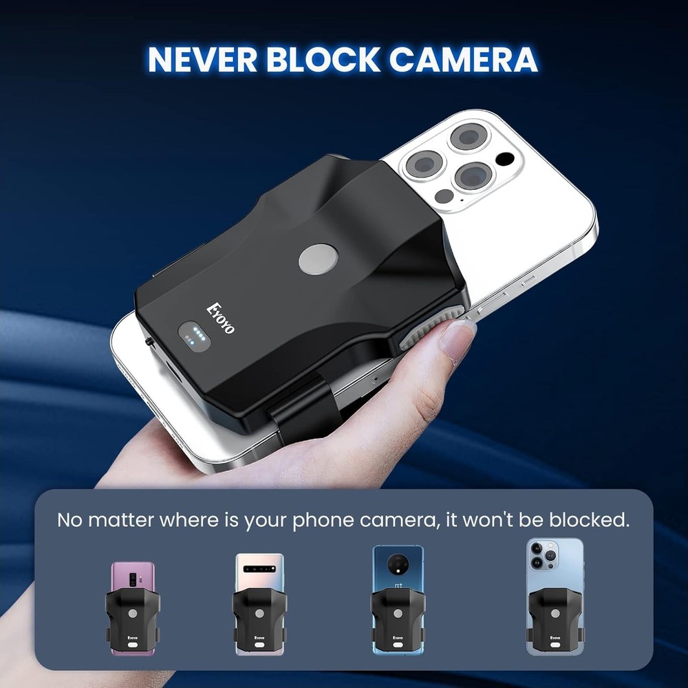 Eyoyo Bluetooth Back Clip Barcode Scanner for Phone,1D 2D QR Code UPC EAN Reader