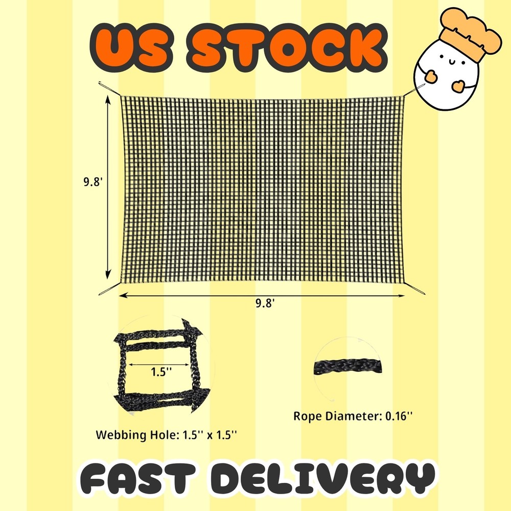 Climbing Cargo Net 9.8'x9.8' – Double-Layer Playground Safety Net with Storage