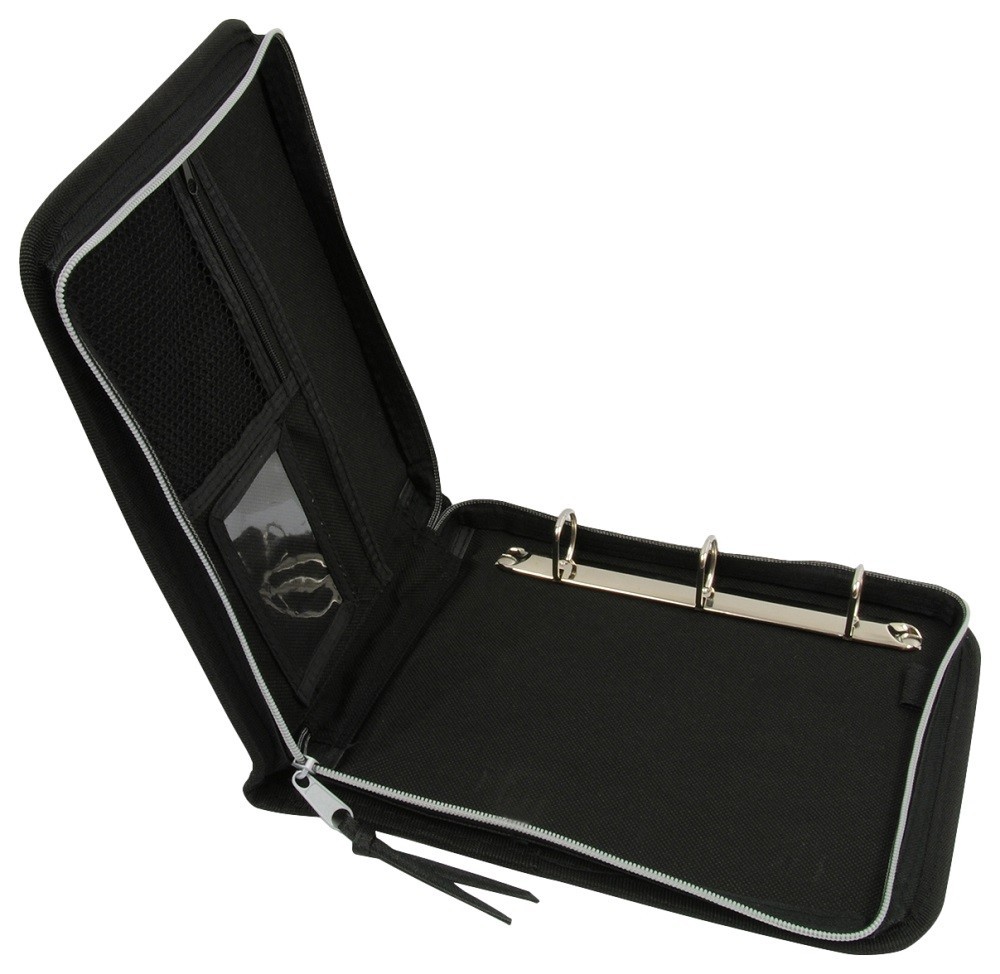 RoadPro LB-001BK Zippered 3‑Ring Log Binder Black Document Organizer
