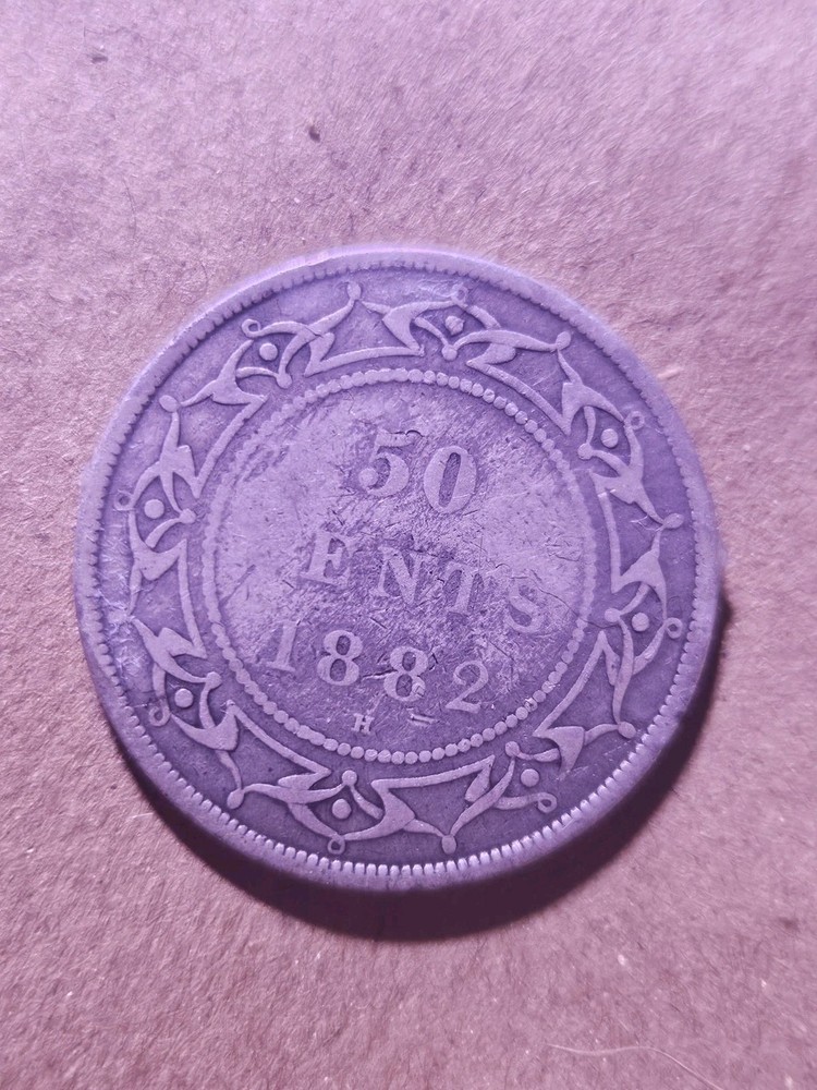 1882-H Silver 50 cent coin - newfoundland - .925 silver