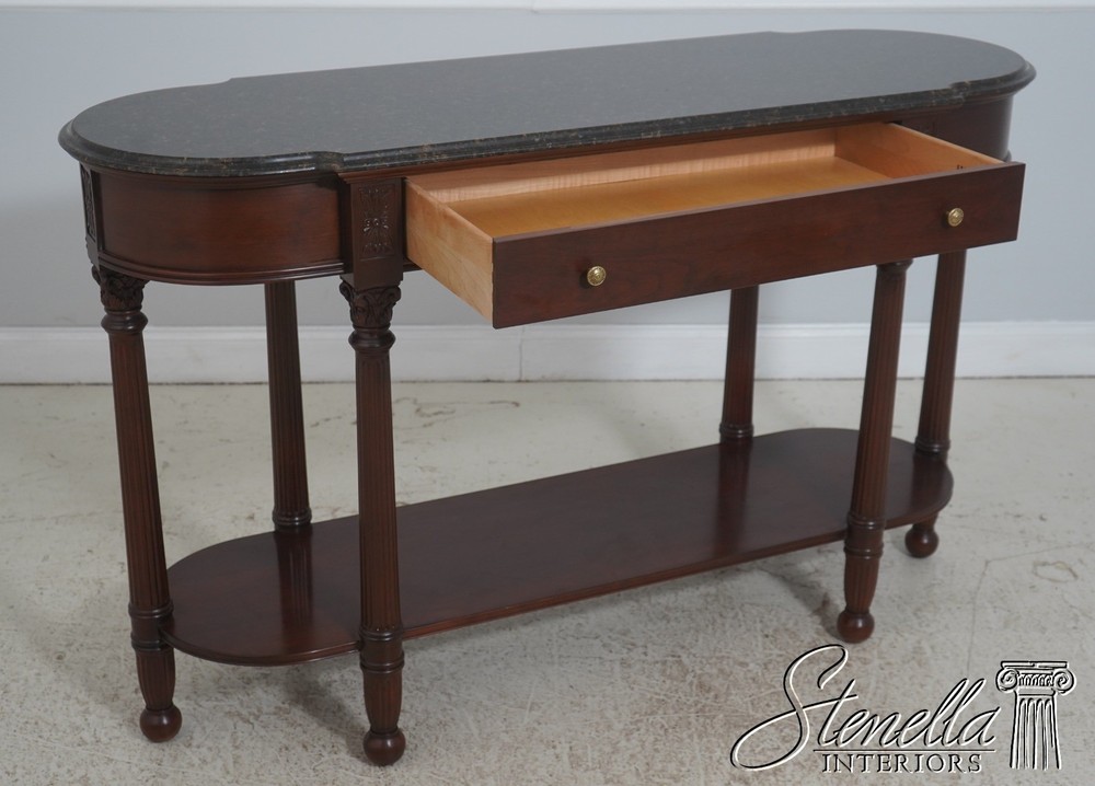 71992: HARDEN Marble Top Cherry 1 Drawer Console Serving Table