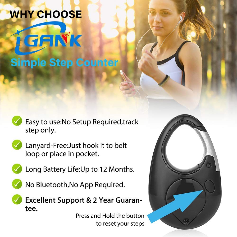 Simple Walking Pedometer 3D Step Counter for Men (Black)