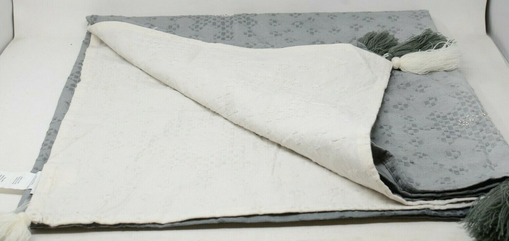 Global Caravan Embroidered Bed Runner in Grey