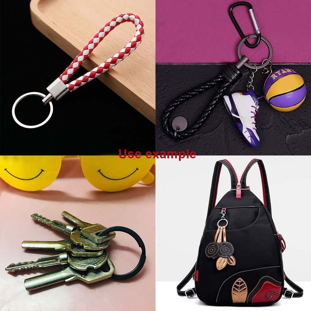 40 Pack Key Ring Keychain Mix 4 Sizes Black Metal Flat Split Key Chains Rings...