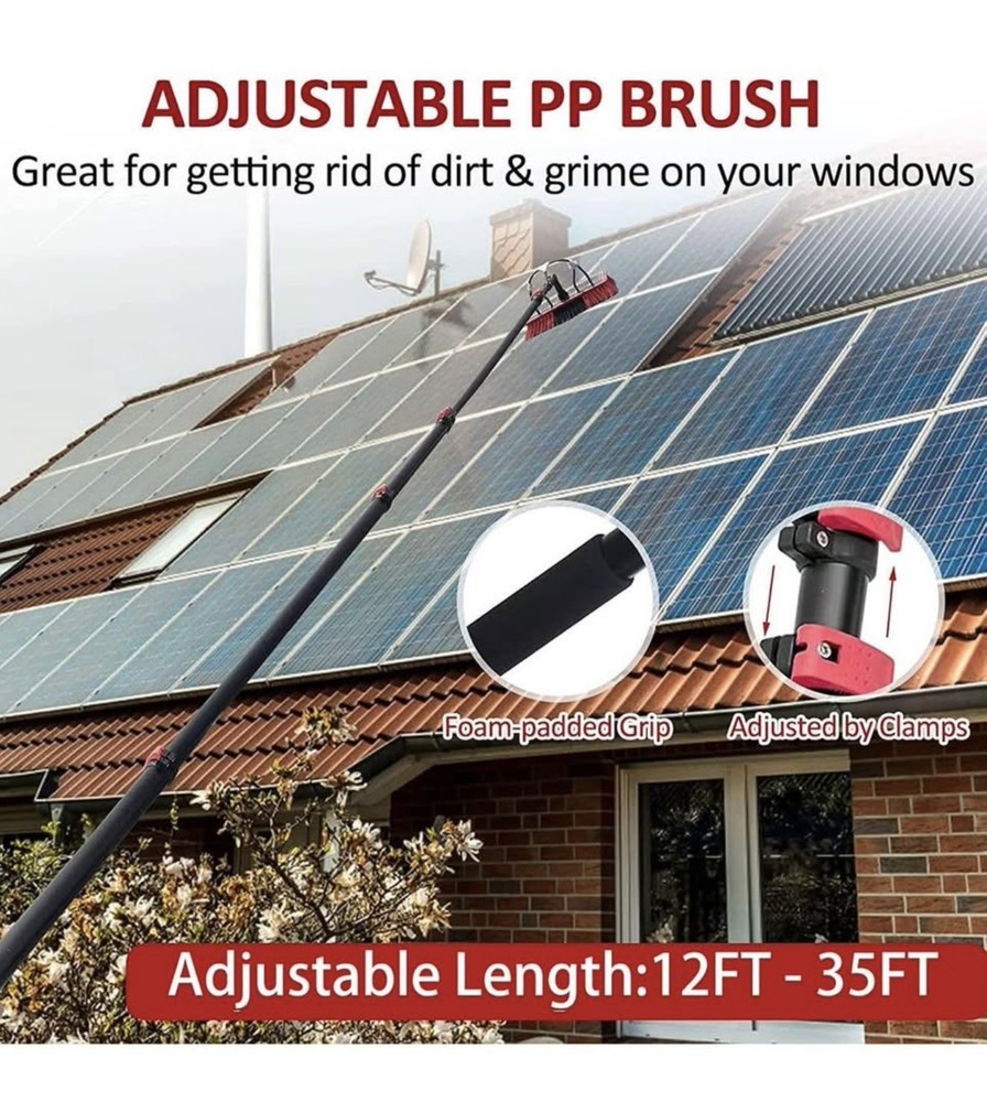 26 FT Solar Panel Cleaning Kit Window Cleaning System 20M Hose Rotating Brush