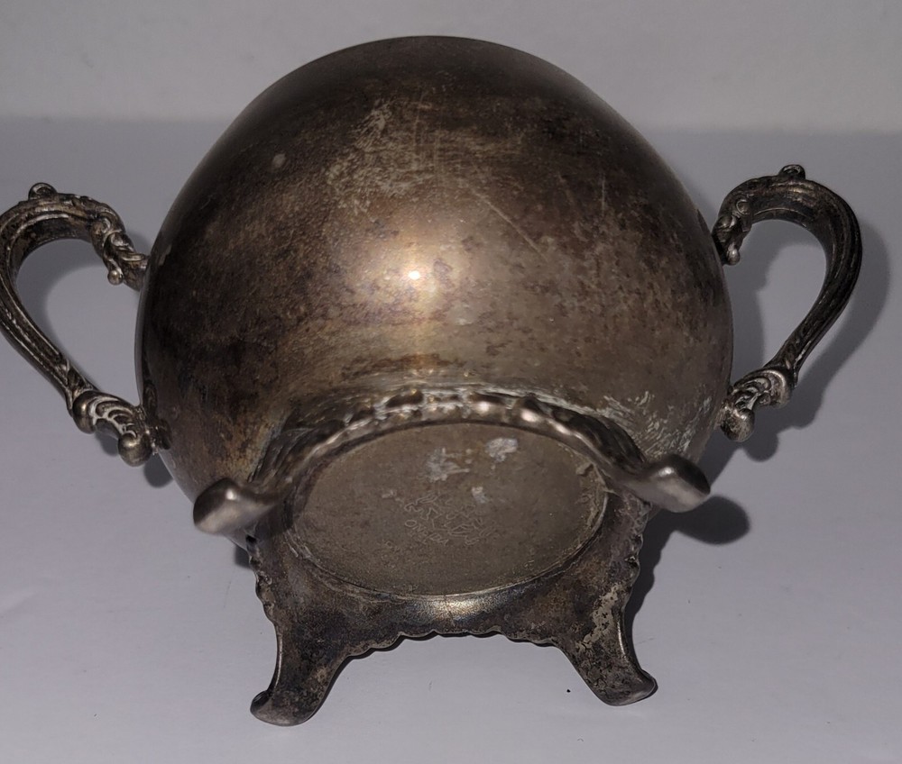 Vintage Tarnished Silver Silverplate Open Sugar 5.75 X 3"