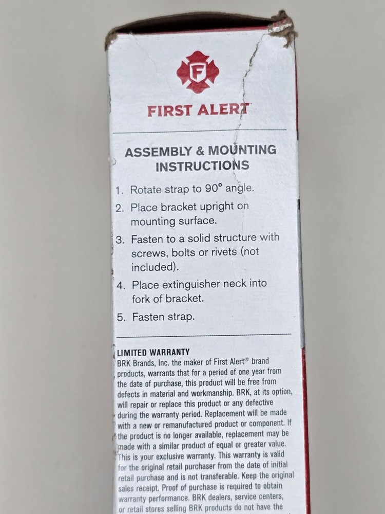 First Alert Fire Extinguisher Bracket for 2 lb - USCG Approved Mounting Solution