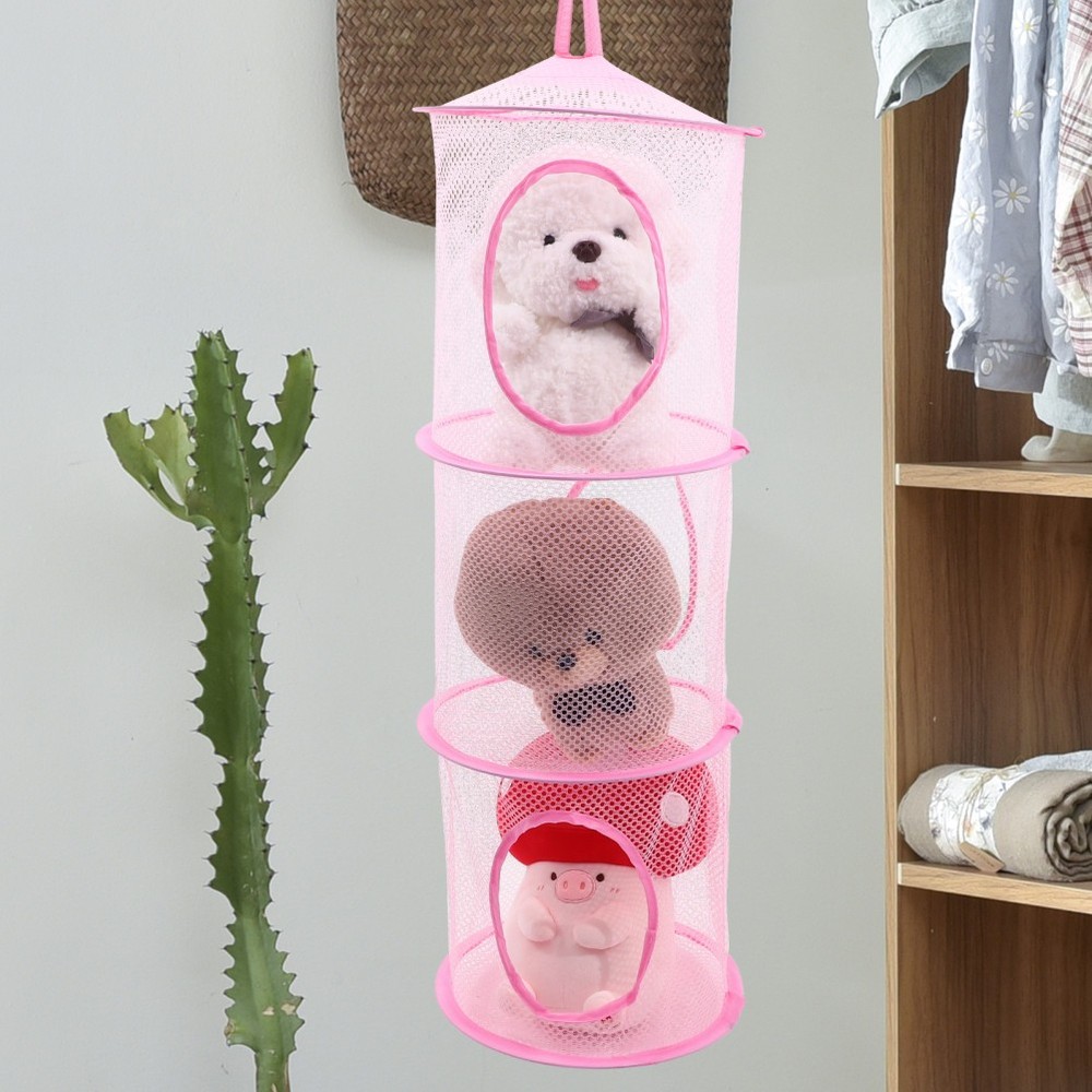2 Pcs Hanging Mesh Organizer Multi Layer Foldable Drying Net For Plush Toys