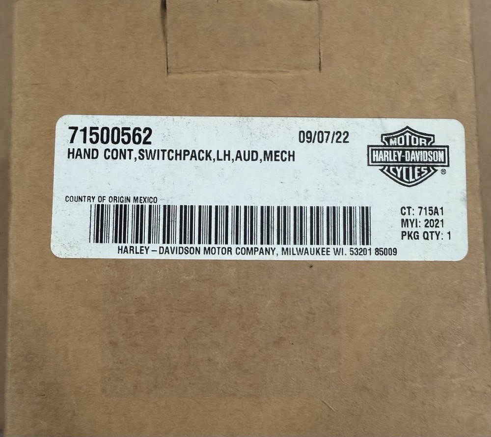 GENUINE HARLEY - HAND CONT,SWITCHPACK,LH,AUD,ME -71500562