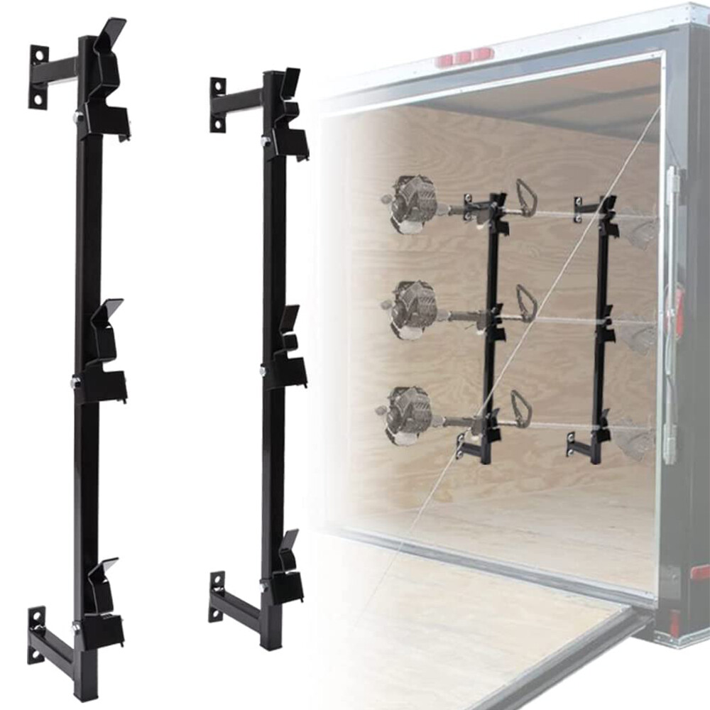 3 Place Locking Trimmer Rack Holder for ENCLOSED Landscape Trailers