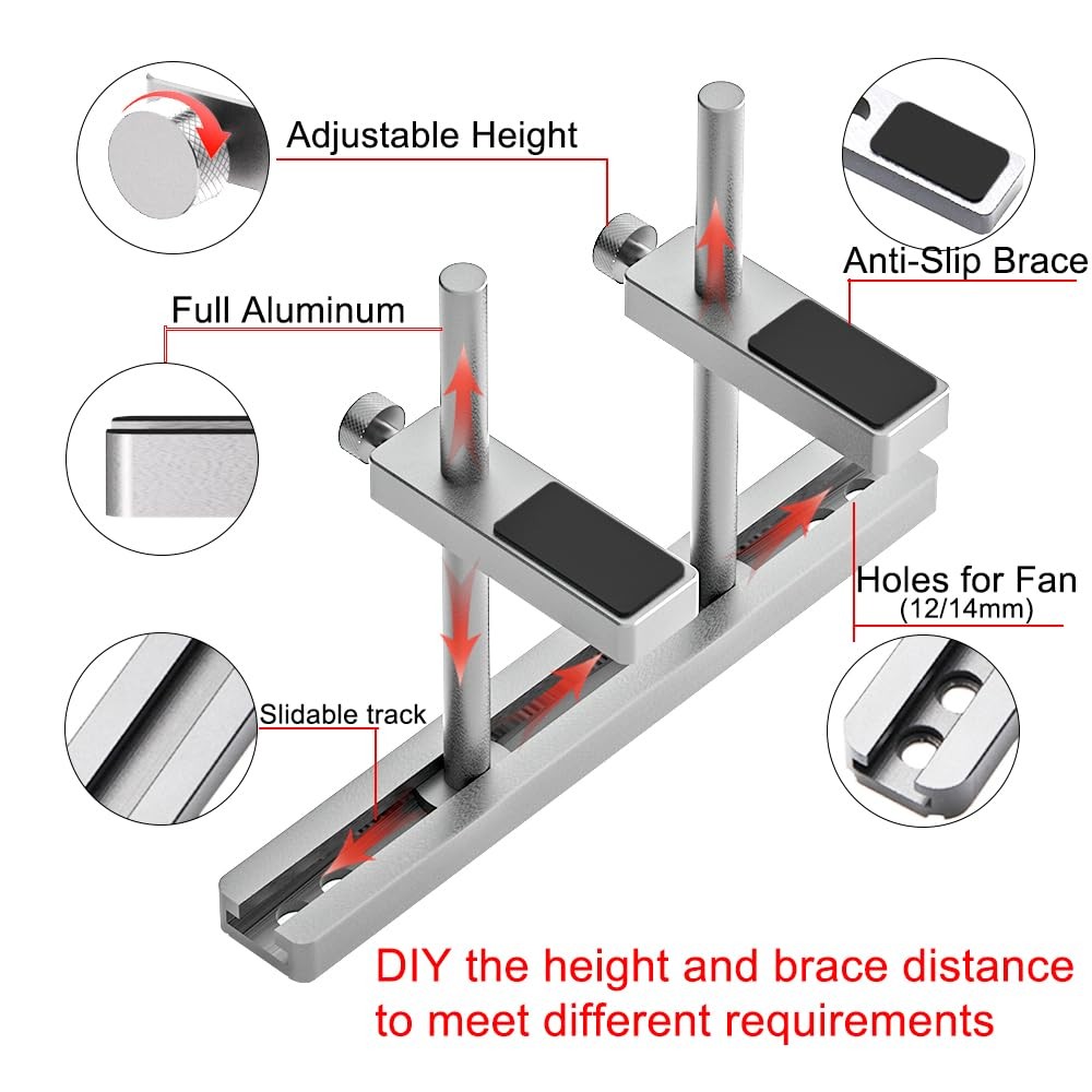 Graphics Card GPU Support Bracket Adjustable Aluminum Dual Stand 128mm