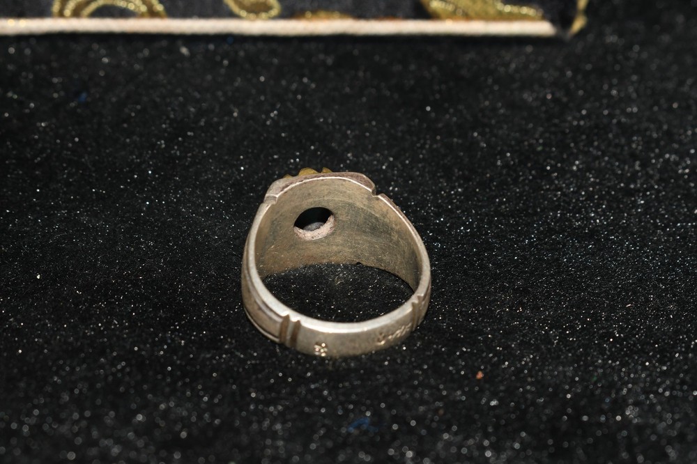 Antique Old Middle Eastern Solid Silver ring with Turquoise Stone Bezel