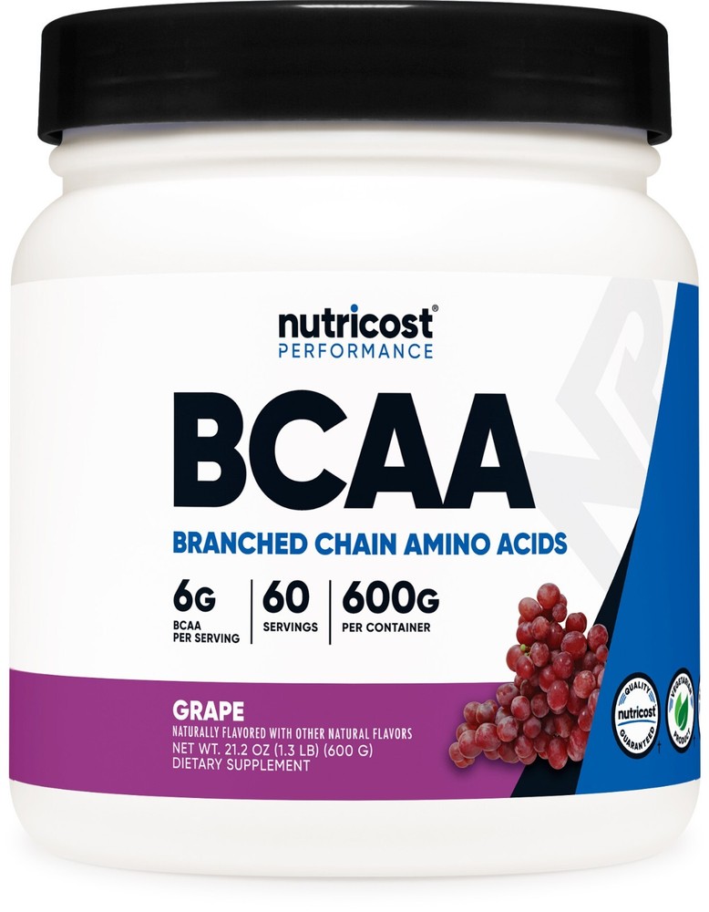 Nutricost BCAA 2:1:1 Powder (Grape) 60 Servings - 6G Per Serving