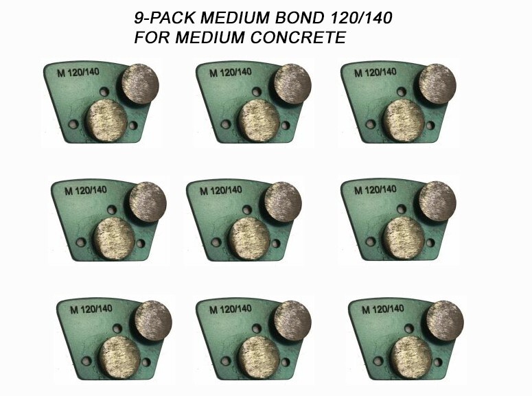 9-Pack! Diamond Grinding Discs For Bolt-on Grinder Medium Surface Grit 120/140