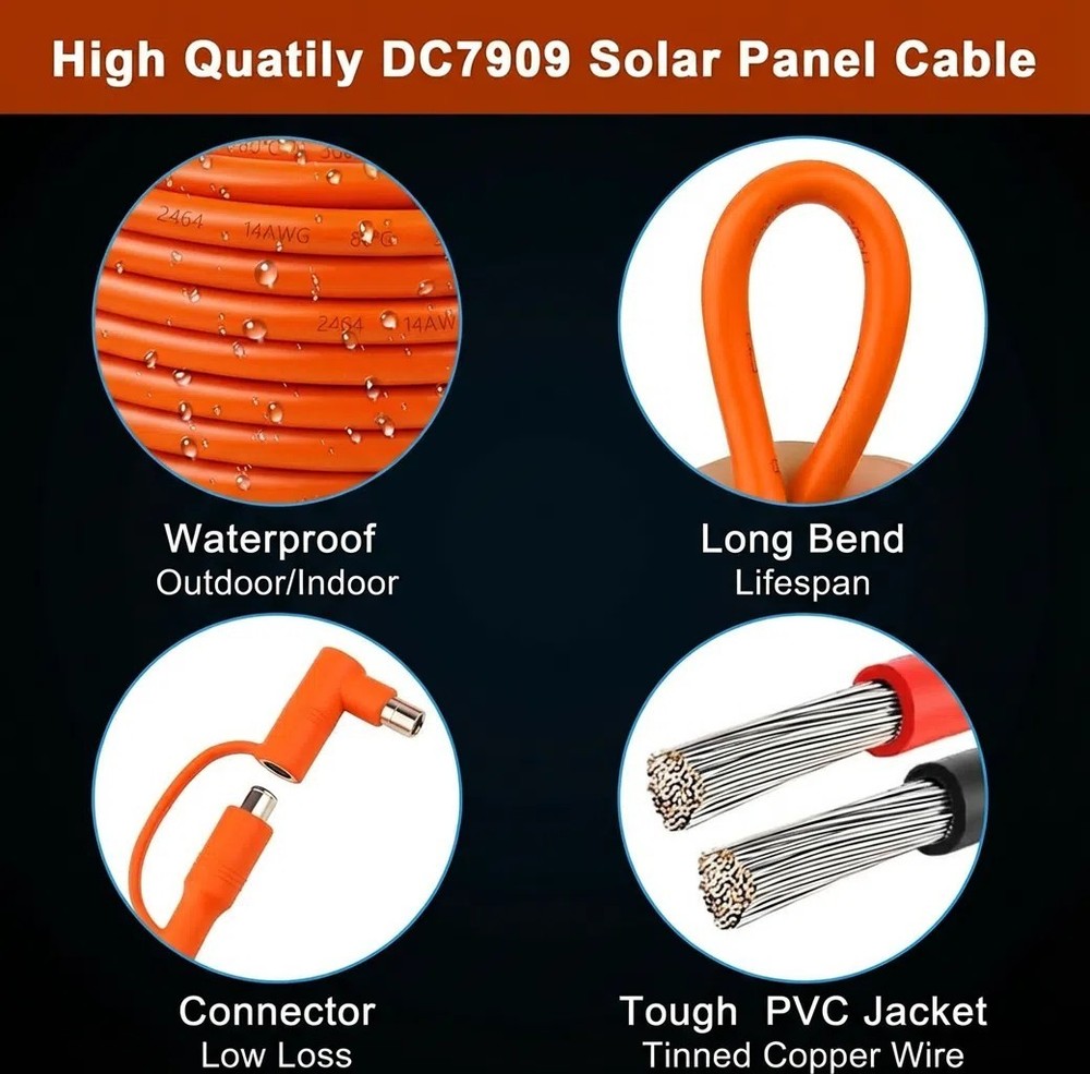 3M 8mm Extension Cable 14AWG For Solar Generators,DC7909 Solar Panel Cable Cord