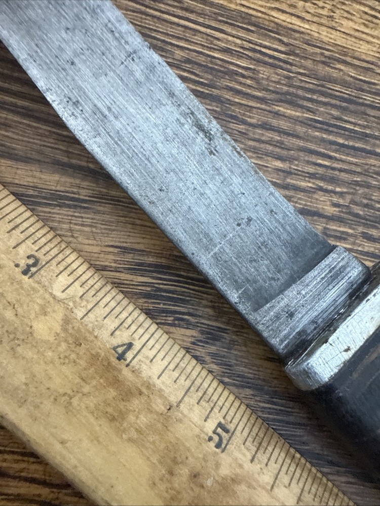 Vtg KINFOLKS Leather Washer Handle Fixed Blade Knife WW2 Used