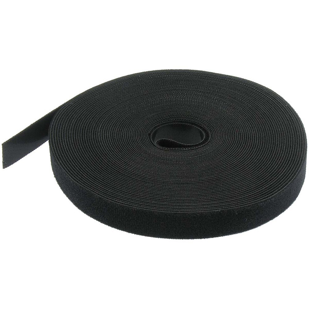 50ft Roll Self-Attaching Hook and Loop Reusable Cable Tie Fastening Tape Black