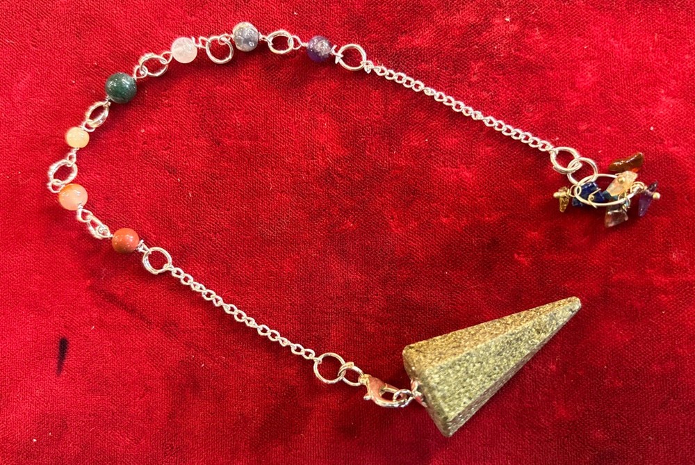 Epidote pendulum with Detachable Chakra Chain