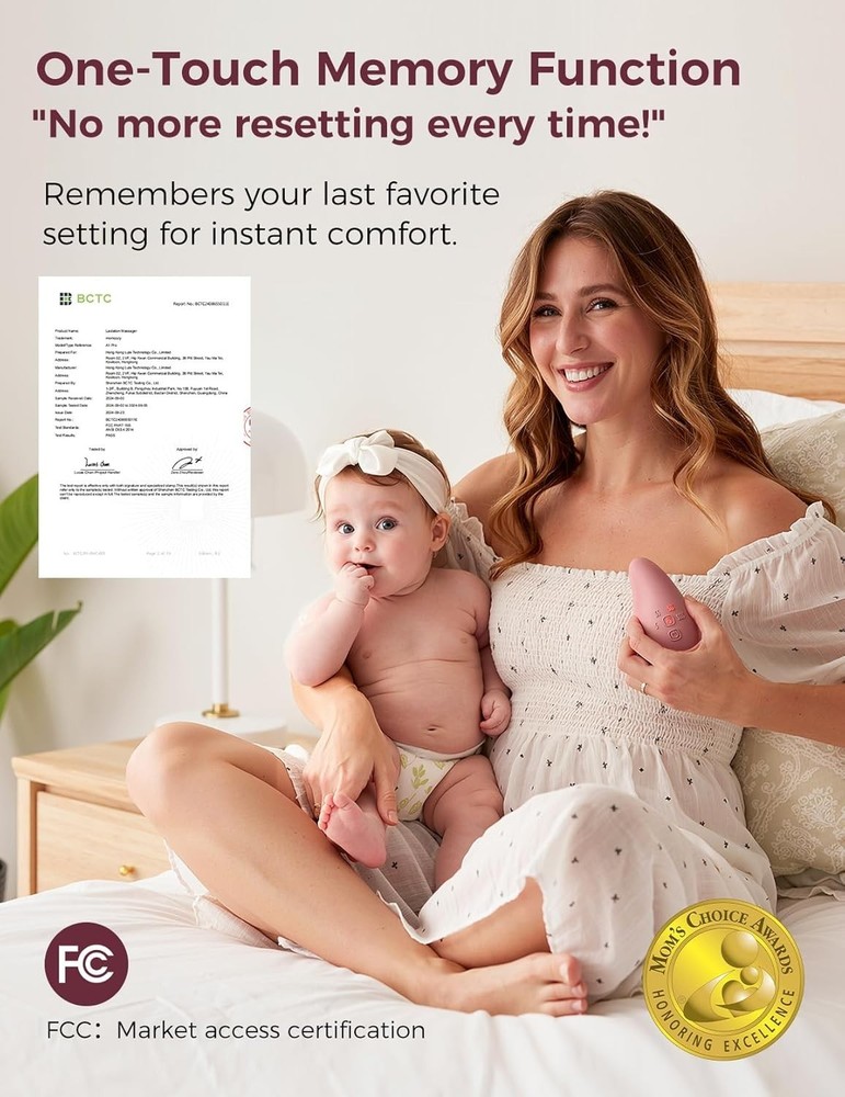 Efficient A1Pro Lactation Massager - Smart Memory & 8 Vibration Modes for Moms
