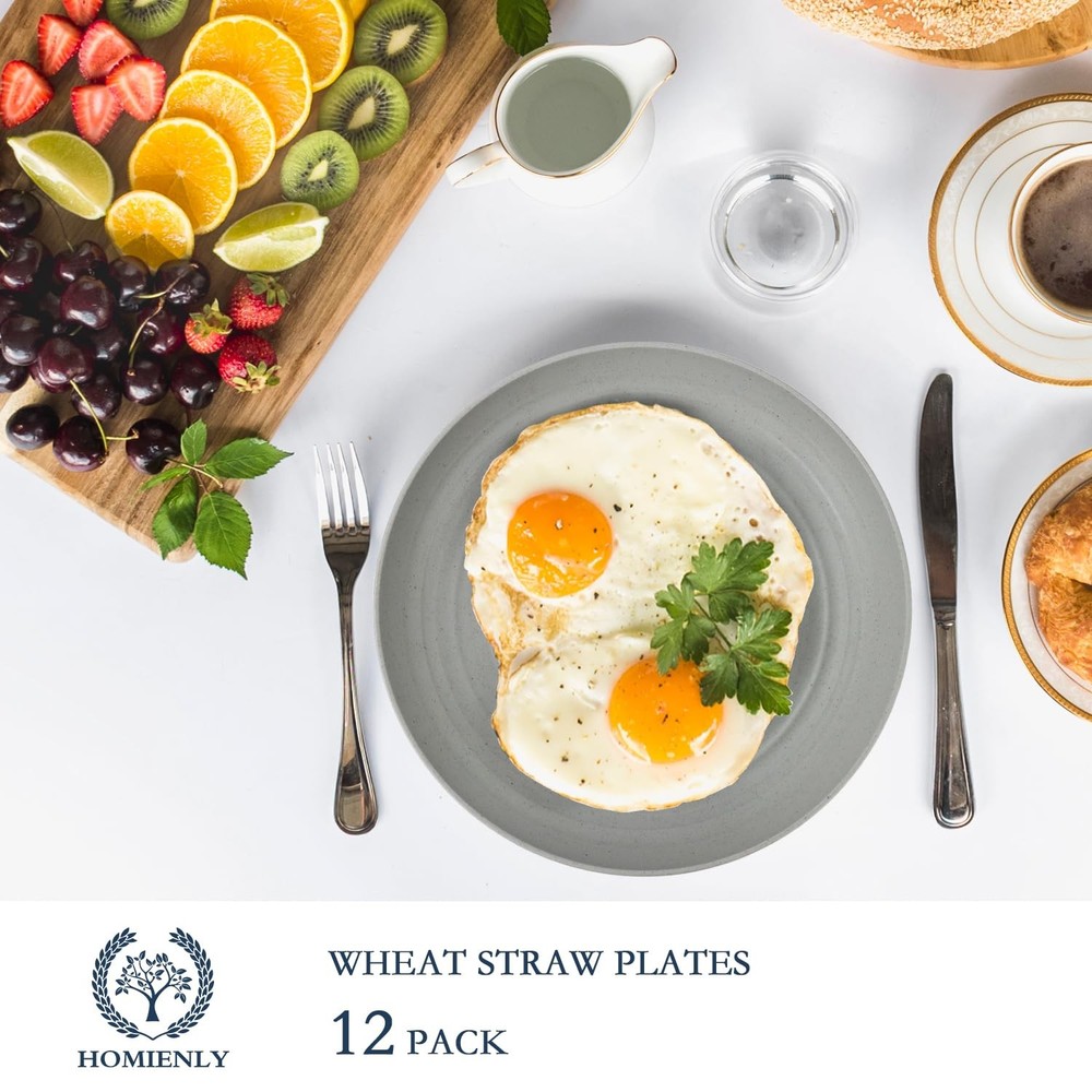 Deep Dinnerware Set of 12 - Alternative to Plastic, Microwave & Dishwasher Sa...