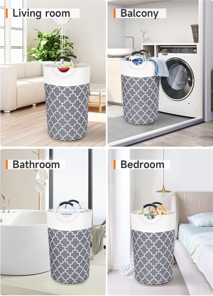 Fabspace Large Laundry Basket Hamper Bag Washing Bin 82L, Gray