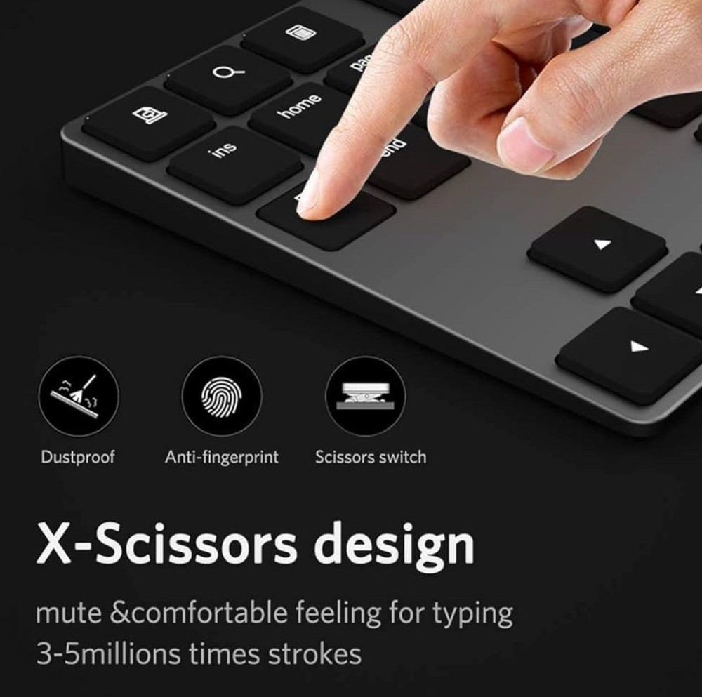 Bluetooth Number Pad Wireless Numeric Keypad USB-C Rechargeable External 34-K...