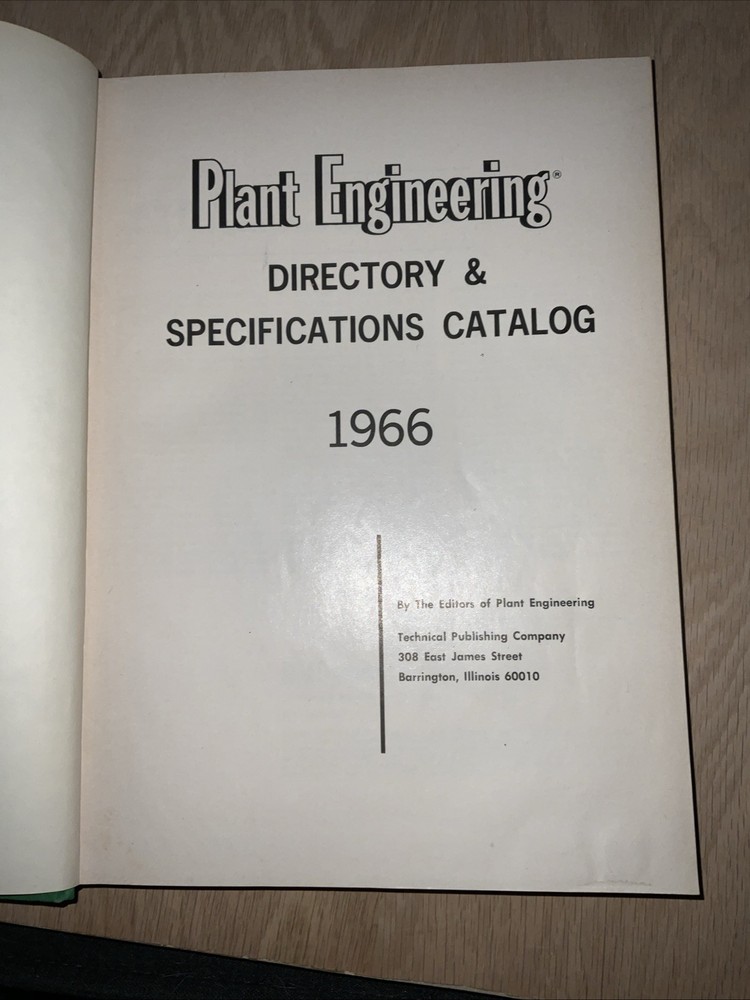 Plant Engineering Directory And Specifications Catalog 1966 Volume 1 Hardcover