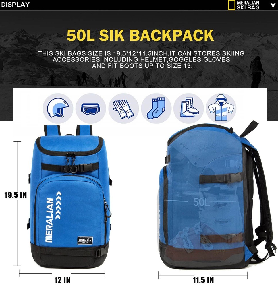 Ski Boot Bag 50l Ski Boot Travel Backpack Waterproof Snowboard Boot Backpack For