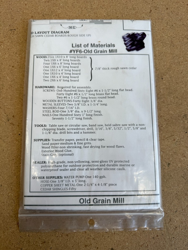Full Size Woodcraft Patterns OLD GRAIN MILL #YF6