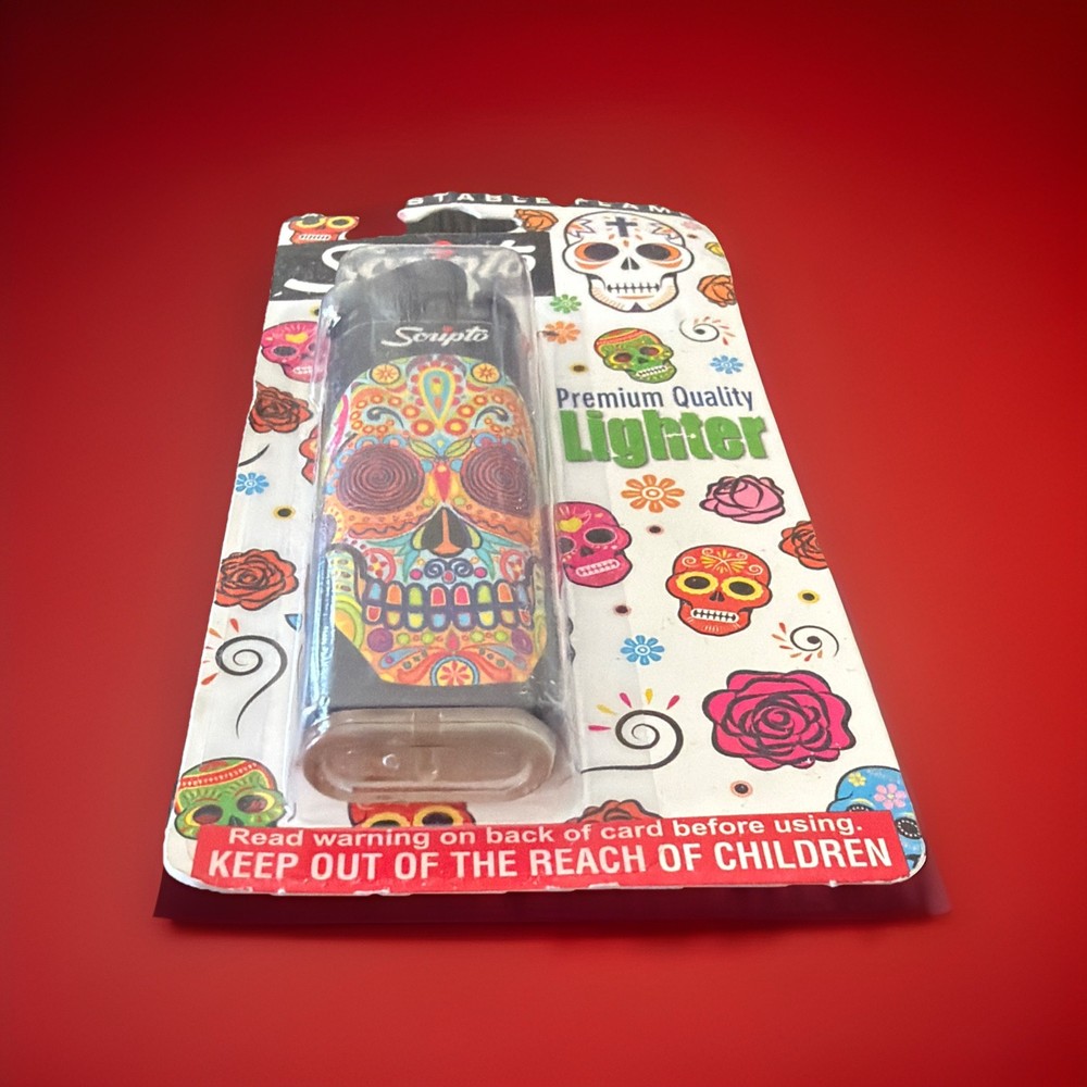 Scripto Premium Quality Lighter *Colorful Skull Design* (Adjustable Flame)